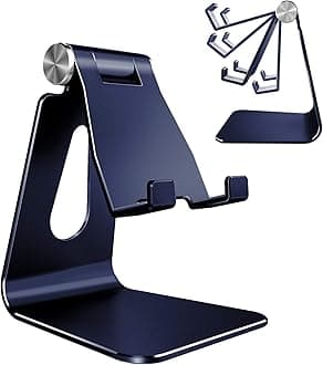 Adjustable Cell Phone Stand, CreaDream Phone Stand, Cradle, Dock, Holder, Aluminum Desktop Stand Compatible With Phone Xs Max Xr 8 7 6 6s Plus SE Charging, Accessories Desk,All Mobile Phones-Navy Blue