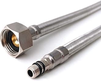 2 x M8 x1/2 Flexible Tap Connectors (600mm) | 4 Lengths | Pair of BSP Kitchen/Basin Monobloc Mixer Flexi Pipe Tails | Braided Stainless Steel