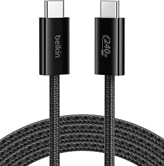 Belkin USB C to USB C Cable, 6.6ft, 240W - Type C Charger, iPhone Charger Cord, Soft, Braided, Flexible for iPhone 17, Galaxy S25, Pixel 10, MacBook, Chromebook, iPad Pro, Switch Steam Deck – Black