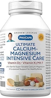 Ultimate Calcium-Magnesium Intensive Care with Vitamin D3 & K2 MK7-120 mcg - 60 Capsules – Bone and Skeleton Health Essentials. Gentle, Easy to Swallow, Super Soluble. No Additives