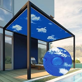 Patio Paradise 7' x 12' Waterproof Sun Shade Sail Rectangle Shade Cloth with Grommets, 260 GSM Patio Canopy Awning 95% UV Block for Backyard Deck Pergola Replacement Cover, Blue Sky, Customized