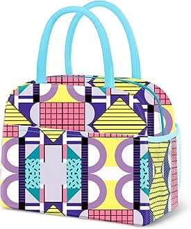 Lunch Bag Lunch Box for Women Men Reusable Insulated Lunch Tote Bag,Leakproof Thermal Cooler Sack Food Handbags Case High Capacity for Travel Work Picnic Beach,Geometric