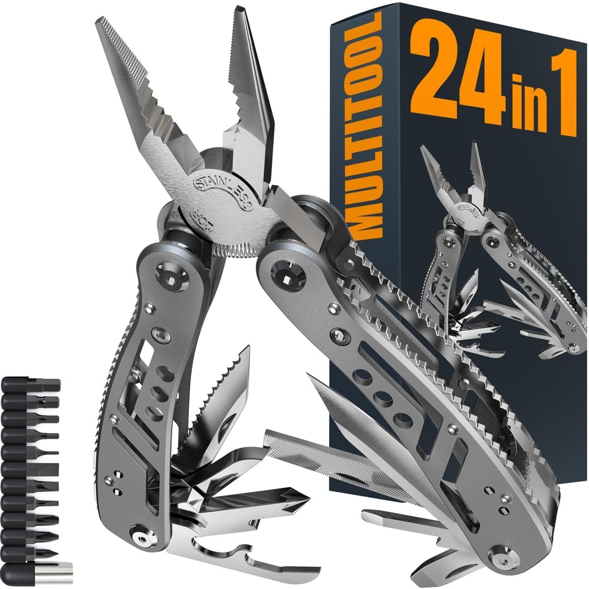 Multitool with Mini Tools, Knife, Pliers - Best Swiss Army Knife and Multi Tools Pliers - 11 Bits - Cool Utility Multi Function Tool - Good Multi-tool Kit for Camping and Backpacking - 2238