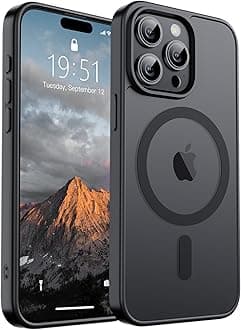 Magnetic for iPhone 15 Pro Max Case (Compatible with MagSafe) (Military Grade Drop Protection) Translucent Matte Shockproof Phone Cover, Black