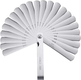 Stainless Steel Feeler Gauge Dual Marked Metric and Imperial Measuring Tool (0.0015/0.04-0.025/0.635 mm, 26 Blades)