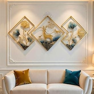 DSH Metal Wall Decor Deer Wall Hanging Home Living Room,Bedroom Hotel Restaurant Perfect for Decoration (DEAR-BLU-3P)