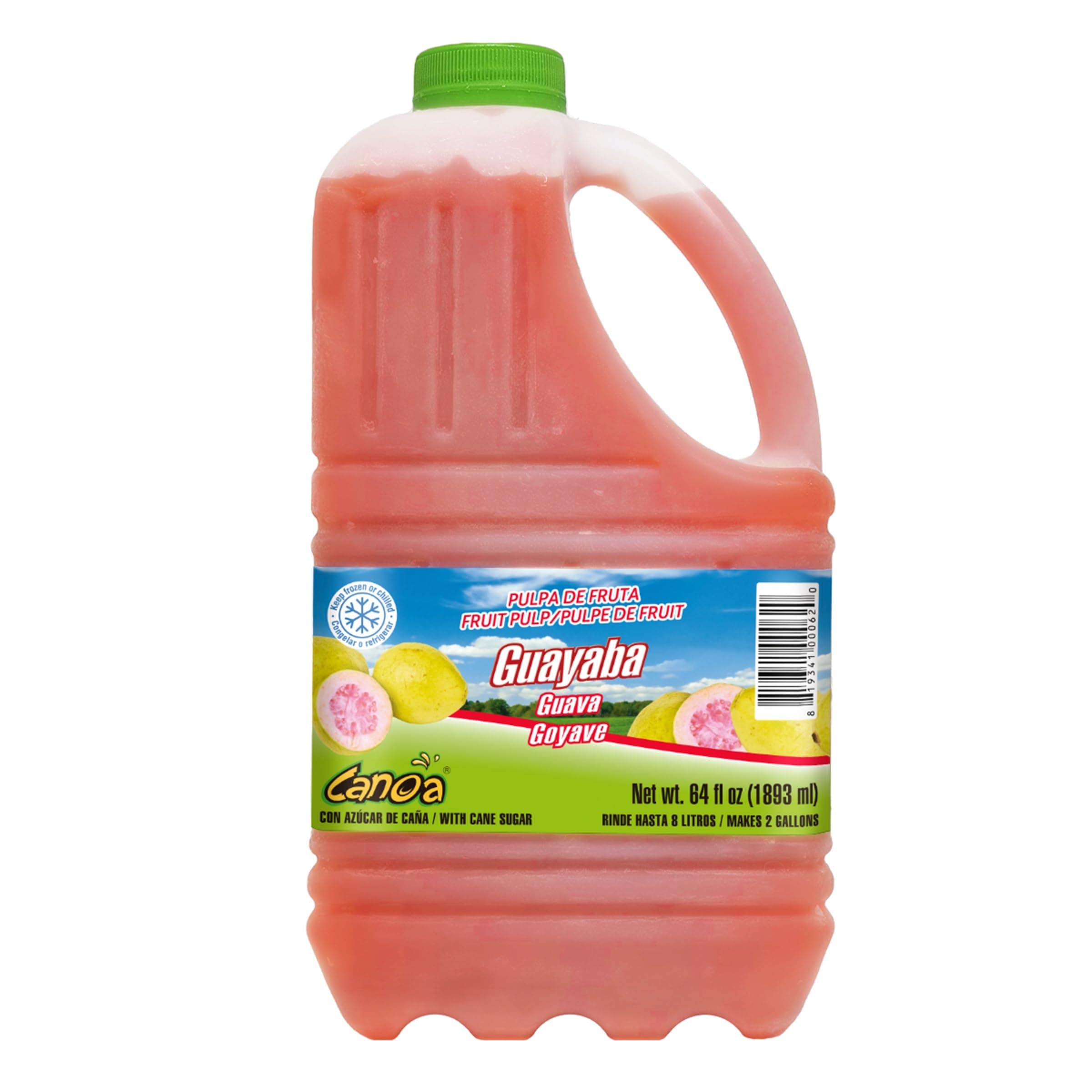 Canoa Guava Fruit Pulp Puree Frozen - 64 oz (Pack of 6), Premium Tropical Fruit, Imported from Colombia