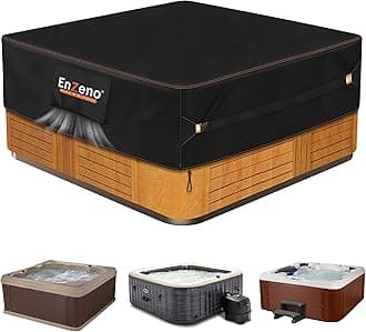Enzeno Outdoor SPA Hot Tub Cover Waterproof Square 83 x 83 inch fit 82 x 82 or 81 x 81 or 420D Heavy Duty Cub Hot Tub Lid Protectors Protective Cover Cap
