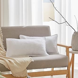 Simple&Opulence 100% Linen Lumbar Pillow Cover 12 x 20 Inches Set of 2 Rectangular Decorative Throw Cushion Cover for Couch Sofa Bed Living Room Office Soft Breathable Farmhouse - White
