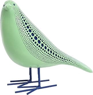 Quoowiit Bird Figurine, Modern Sculpture and Statues for Home Decor, Animal Statues for Bookshelf, Table, Entryway, Fireplace, Resin Decorative Sculpture with Chic Polka Dots Art Design (Green)
