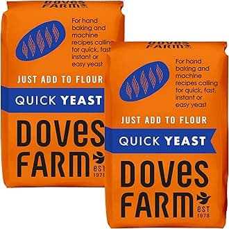 Doves Farm Quick Yeast 4.41 oz (Pack of 2) - Fast Acting Gluten Free Yeast for Baking Bread, Pizza Dough, Rolls | For Hand Baking and Bread Machine | Quick, Fast, Instant, Rapid Rise Leavening Agent