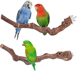 2 pcs 9.8 inch Bird Perches Stand Natural Wood Bird Perches, Birdcage Wood Stand Tree Perches for Birds Cockatiels Parrots Conures Macaws Finches(2PCS 9.8" Length)