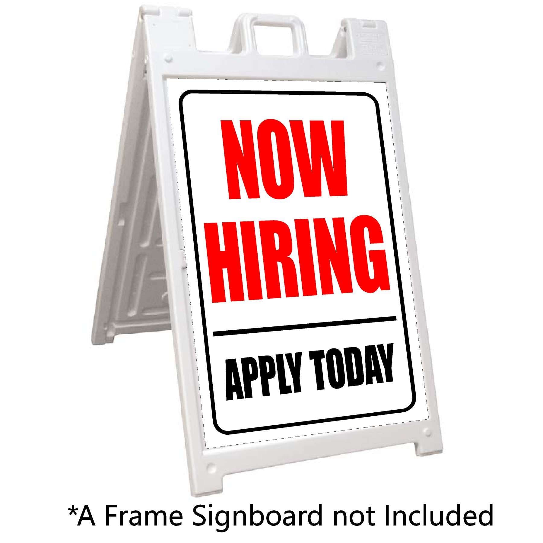 LAMINATED Two A-Frame Signicade Adhesive Store Sign Vinyl Replacement - 24 by 36 inches Lasting Vinyl - (Signicade board not included) (03- Now Hiring)