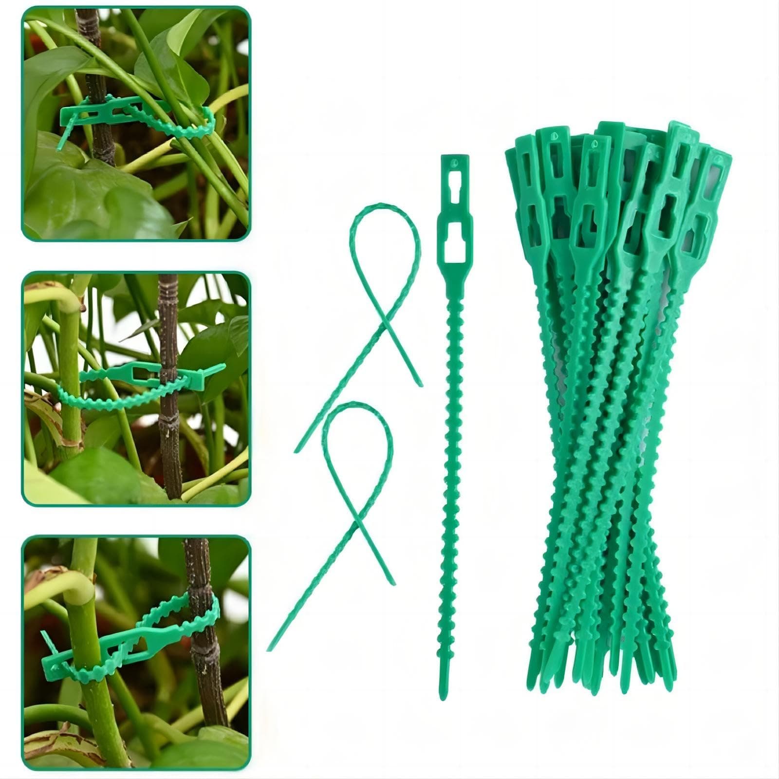 Plant Ties Strap (100-Pcs x 17cm)—Reusable, Adjustable, Gentle Plant Support Ties for Effective Growing—Multi-Use Support Tie Tape for Gardening, Wire Organizer, Cable Management (Plastic)