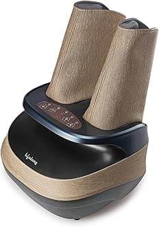 Air Pressure Foot & Leg Massager Machine for With Heat For Home -Relaxing Shiatsu & Kneading Calf Massage with Heat & 14 Compression,6 Foot Rollers & 3 Massage Modes for Pain Relief