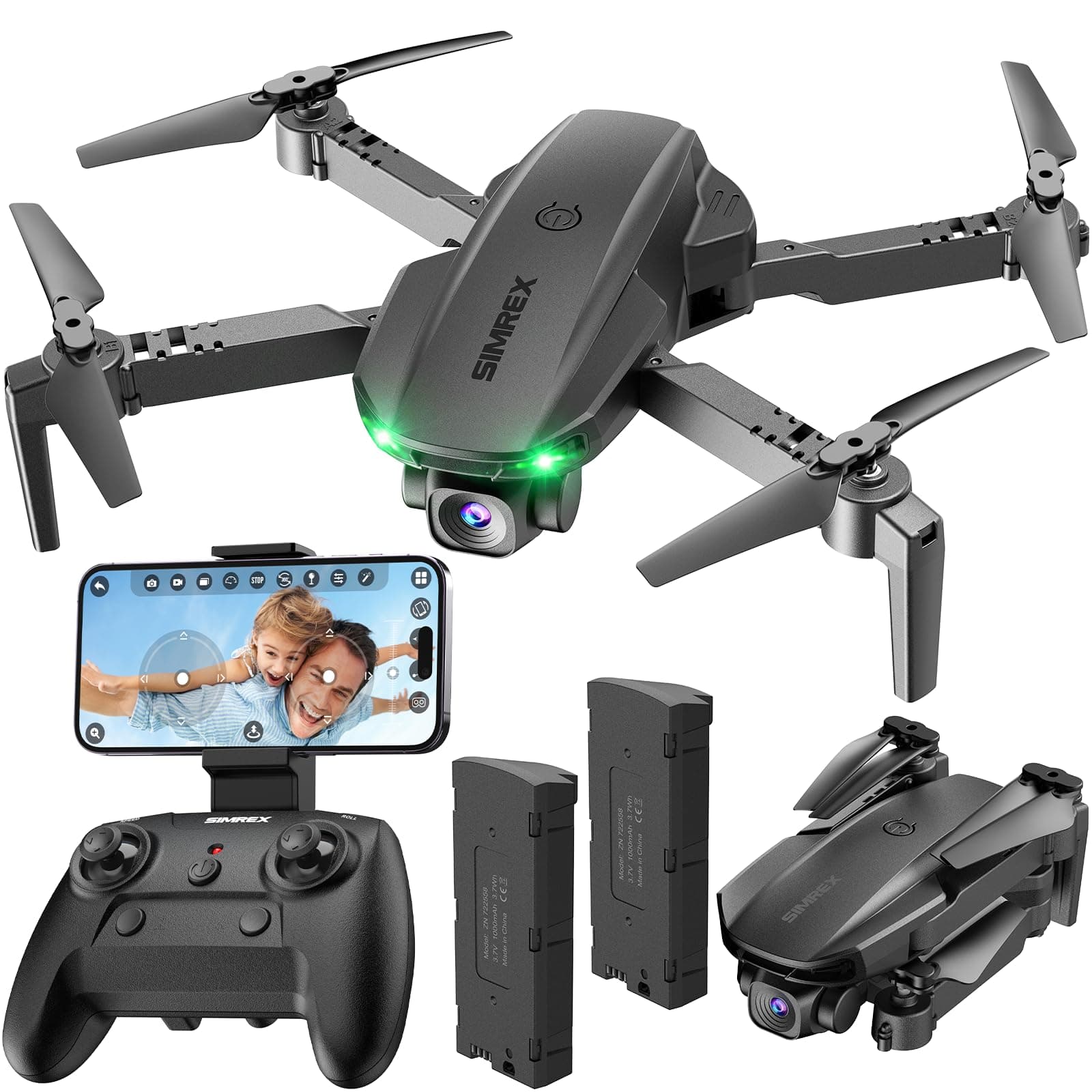 Drone with Camera 1080P, One Key Start, Waypoint Flying, Headless Mode, Auto Follow, 3D Flip, 3 Speeds, Remote Control for Children and Adults, Black
