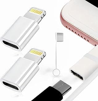 2 Pack USB C to Lightning Adapter for iPhone 16/15/14/13/12/11/X/SE, 27W Fast Charging Converter Cord for iPad, AirPods, iPod – USB C to iPhone Charger Adapter with Anti-Lost Holder