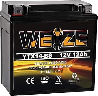 YTX14 BS ATV Battery High Performance - Maintenance Free - Sealed AGM YTX14-BS Motorcycle Battery compatible with Honda Suzuki Kawasaki Yamaha scooter snowmobile