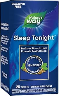 Sleep Tonight, Stress-Reducing Formula to Promote Restful Nights*, Melatonin Free Sleep Support with Ashwagandha and L-Theanine*, Vegan, 28 Tablets (Packaging May Vary)