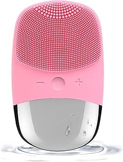 Facial Cleansing Brush, 3-in-1 Electric Silicone Face Scrubber, Vibrating Massager, IPX7 Waterproof, USB Rechargeble Face Scrubber Brush for Deep Cleanning, Blackhead Remover, Exfoliating (Pink)