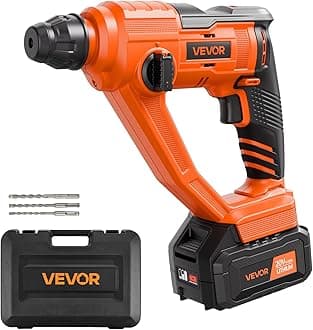 VEVOR 5/8" SDS-Plus Rotary Hammer Drill,20V Brushless Cordless Hammer Drills,4.0Ah Lithium-Ion Battery Powered,3.0A Fast Charger,Electric Demolition Hammers Variable Speed,Power Tool For Concret