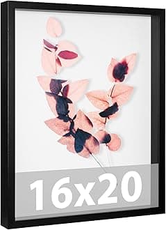 Califortree Large 16x20 Shadow Box Frame with Soft Linen Back - Jersey Frame Memory Display Case, 12 Push Pins Included, Black