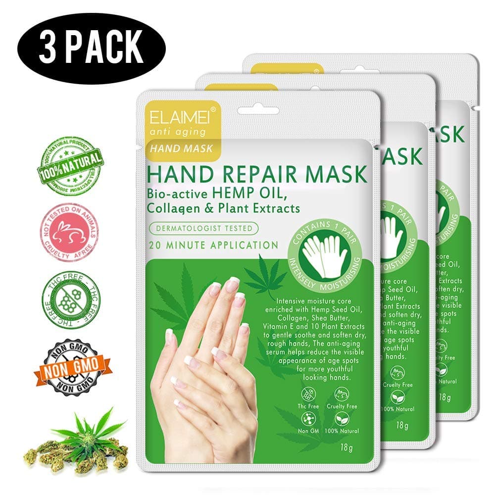 Moisturizing Gloves (3 Pack), Hand Spa Mask for Dry Hands, Moisturizer Hand Mask, Repair Rough Skin with Shea Butter, Avocado, Vitamin E - Nourishing Soothing Whitens skin