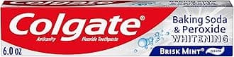 Colgate Baking Soda and Peroxide Whitening Toothpaste, Fluoride Formulated, Removes Surface Stains, Brisk Mint, 6 oz
