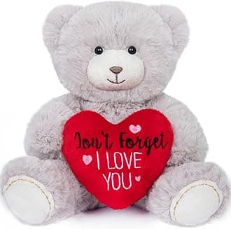 My OLi Stuffed Bear Animals with Red Heart 7” Plush Teddy Bear Toys Valentines Bear for Babies Girlfriend Wife Mom Gray
