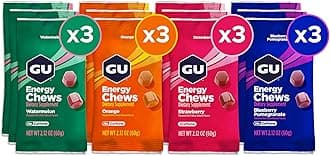 Chews, Variety Pack Energy Gummies with Electrolytes, Dairy-Free, On-The-Go Energy for Any Workout, 12 Bags (24 Servings Total)