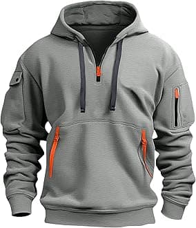 Hoodies for Men Quarter Zip Hoodie Lightweight Sweatshirt Pullover Oversized Hooded Tshirts with Pocket