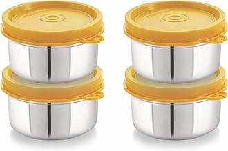 STEELLOCK Stainless Steel Airtight Container | Leak Proof Container/Storage/Lunch Box with Lid | BPA Free, Durable & Rust-Proof | SL-42-set of 4, 700ml each, Yellow