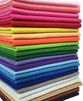 24pcs Thick 1.4mm Soft Felt Fabric Sheet Assorted Color Felt Pack DIY Craft Sewing Squares Nonwoven Patchwork (25 * 25cm)