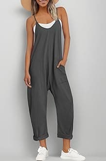 AUTOMET Jumpsuits for Women Casual Summer Rompers Sleeveless Loose Spaghetti Strap Baggy Overalls Jumpers with Pockets 2023
