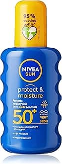 NIVEA SUN Protect & Moisture Sun Spray SPF 50+ (200ml) Moisturising Suncream Spray with SPF 50+ Advanced Sunscreen Providing Immediate Effective UVA + UVB Protection