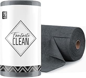 Fantasticlean Microfiber Cleaning Cloth Roll -75 Pack, Tear Away Microfiber Towels, 12" x 12", Reusable, Washable, Scratch Free, Ultra Absorbent for All-Around Cleaning Supplies (DimGray)