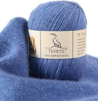 TEHETE 100% Merino Wool for Knitting, Crochet and Knitting Yarn, 50 g 3 Ply 10 Colours, Warm Soft for Blanket, Sock Jumper Scarf, Blue Purple
