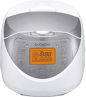 CUCKOO CR-0632F | 6-Cup (Uncooked) Micom Rice Cooker | 9 Menu Options: White Rice, Brown Rice & More, Nonstick Inner Pot, Made in Korea | White/Grey