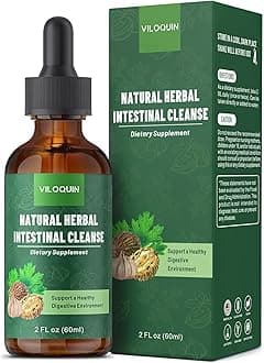 Gut Cleanse Detox Liquid, Natural Herbal Intestinal Support with Oil of Oregano, Wormwood, Black Walnut, Clove, Garlic, 2 fl oz