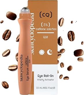 Under Eye Roll-On with Caffeine & Q10, Cooling Roller, Energizing Serum for Dark Circles & Under Eye Dark Spots, Puffiness Bags, Fine Lines & Wrinkles, Deep Hydration Activator.