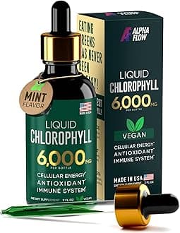 Alpha Flow Chlorophyll Liquid Drops 6000 mg - Premium Liquid Chlorophyll Supplement - All-in-One Antioxidant for Immune Boost, Energy Increase, Digestion Support & Fast Detox - Non-GMO, Vegan