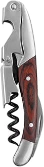 Double Hinged Waiters Corkscrew Wine Opener with Built-in Bottle Opener and Foil Cutter, Durable Stainless Steel with Wood Handle, Home Bar, Kitchen, Travel, Gifts for Wine Lovers, Set of 1