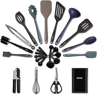 CAROTESilicone Cooking Utensils Set, 26Pcs Kitchen Utensils Set for Non-Stick Cookware, Dishwasher Safe Kitchen Gadgets Tools, Heat Resistant Spatula Set