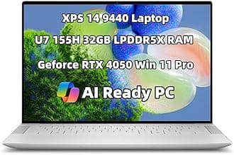 New XPS 14 9440 Powerful AI Laptop 14.5 inch FHD+ Display 16-Cores Ultra 7 155H 32GB LPDDR5X RAM 1TB SSD Geforce RTX 4050 Copilot Key Webcam Backlit Keyboard Fingerprint WiFi Thunderbolt 4 Win 11 Pro