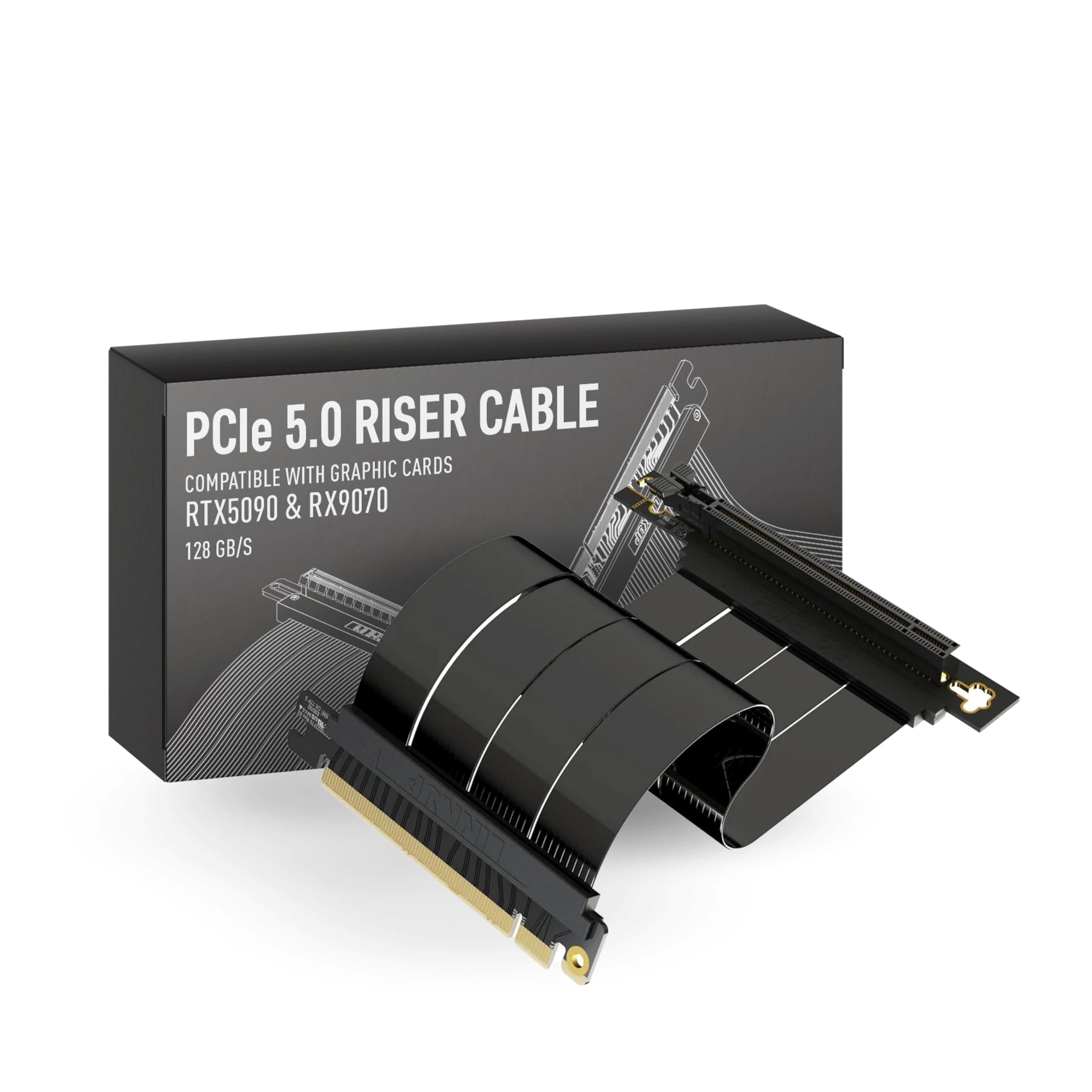 LINKUP PCIE 5.0 Riser Cable | for Vertical GPU Mount | Right Angle | Graphics Card GPU Ready | Usable with PCIe 4.0 & RX9070/ RTX5090 | 40cm (Total Length: 44cm)