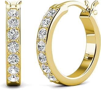 Hoop Loop Earrings for Women18K White Gold with Sparkling Element Crystal with Jewellery Box for Women Wife Mother Daughter