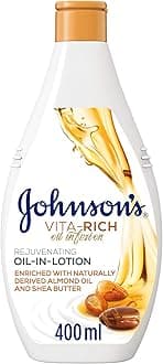 Johnson's Vita-Rich Oil-In-Lotion Rejuvenating Body Lotion, 400ml - Enriched with Naturally Derived Nut Oils (Almond, Argan & Shea Butter) for Deep Hydration and Skin Nourishment