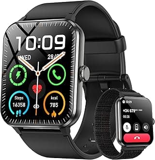 Blackview 2025 Smart Watch (Answer/Make Calls), Fitness Watch for Men and Women with Heart Rate/SpO2/Sleep Monitor/2 Straps, 100+ Sports Modes, IP68 Waterproof Activity Tracker for Android/iPhone