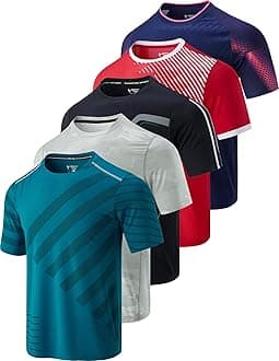 Liberty Imports5 Pack Men’s Active Quick Dry Crew Neck T Shirts | Athletic Running Gym Workout Short Sleeve Tee Tops Bulk
