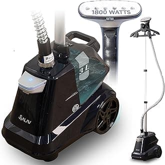 SALAV Heavy Duty Commercial Full-Size Garment Steamer with Foot Pedals and Extra Large 3L (101.5 oz) Water Tank, 1800 watts of Poweful Steam (Navy)